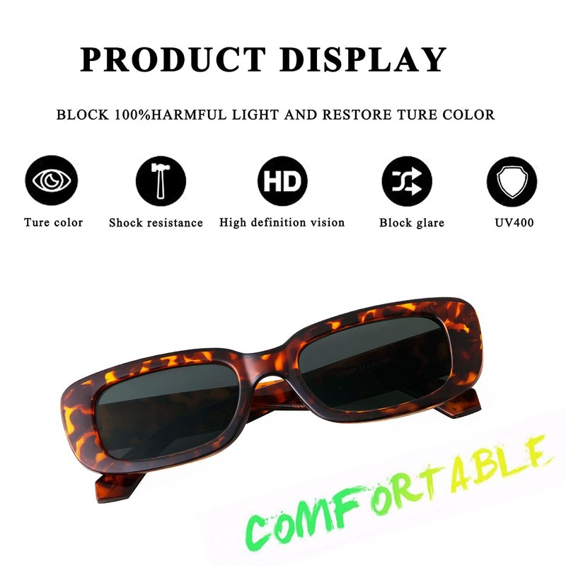 Laurinny Rectangle Sunglasses for Women Men Vintage Square 90s Sunglasses