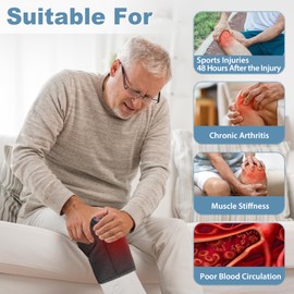 Heated Knee Brace, Cordless Knee Heating Pad for Arthritis, 3 Temperature Modes Knee Warmer, 3000mAh Battery Operated Knee Wrap for Men Women Seniors, Black(Single)