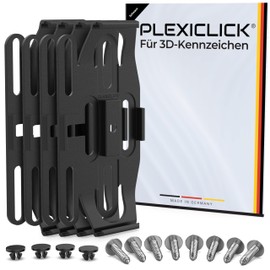PLEXICLICK® 3D License Plate Holder 3D Number Plate - Frameless Invisible - 3D Car Number Plate Holder - Universal - For German 3D Car Number Plate (Black, Only German 3D (Not Austria))