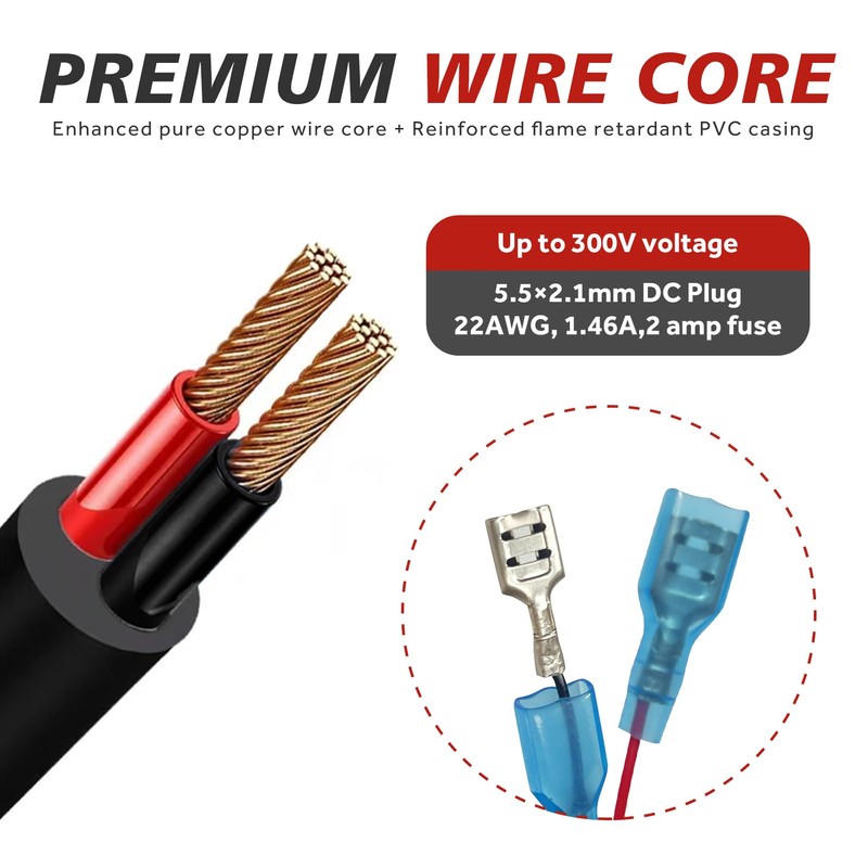 Trail Camera Power Cable, 5.5x2.1mm DC, Compatible with Stealth Cam,