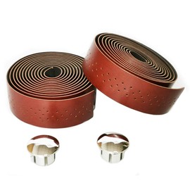 UPANBIKE Stomata Bicycle Handlebar Tape with Luxury Faux Leather Wraps for Road Bike, Rigid Gear, 2pcs/set, Dark Brown