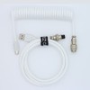 White Coiled Cable for Mechanical Keyboards (5 ft, USB-C Nickel