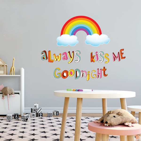 Always kiss me Goodnight- Rainbow Vinyl Wall Decal - Easy