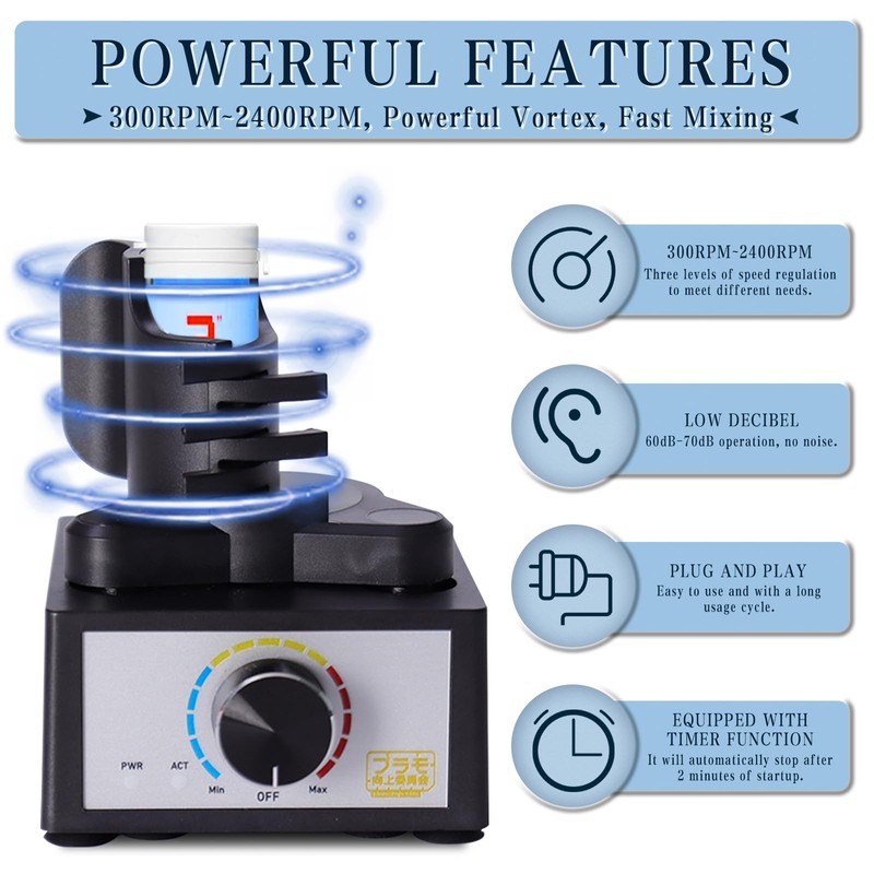 Mini Vortex Mixer, Hands-Free Model Paint Shaker, 300~2400rpm, Three-Stage Adjustable
