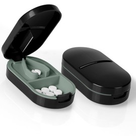 ACWOO Tablet Divider, Tablet Divider for Small and Large Tablets, Tablet Cutter in Half Quarter, Portable Pill Cutter with Sharp Blades for Travel and Daily (Black)