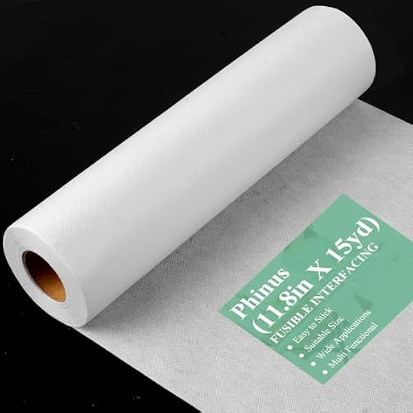 Phinus Fusible Interfacing for Sewing, Medium Weight White 11.8in X