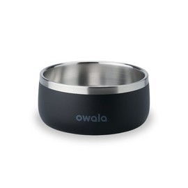 Owala Pet Bowl - Durable Stainless Steel, Food and Water Bowl for Dogs, Cats, and All Pets, Non-Slip Base, 24oz, Black (Very, Very Dark)