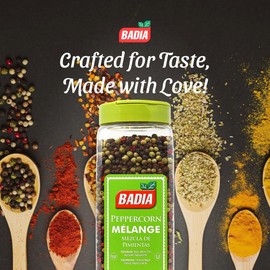 Badia Whole Peppercorn Blend, 16 Oz – Black, White, Green & Pink Pepper for Spicy, Fruity, Woody Flavors - Gluten Free