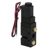 4-Way 2-Position Solenoid Air Valve With Five 1/4 Inch NPT Ports Black