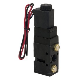 4-Way 2-Position Solenoid Air Valve With Five 1/4 Inch NPT Ports Black