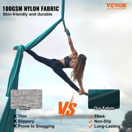 11-Yard Aerial Silk Yoga Swing Kit 100gsm Nylon Fabric Full Rigging Hardware for Easy Set-up Aerial Yoga HammockSize: Size 10 x 2.8 m, Color: Dark Green Color