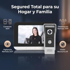 Videoportero WiFi con Pantalla de 7" y Cerradura Remota, Visión Nocturna