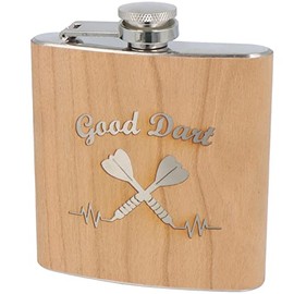 Saying Hoop Premium Quality 100% Emotional Stainless Steel Hip Flask with Real Wood Effect Engraving Good Darts and Darts Men's Gifts - Hip Flask Made of Wood