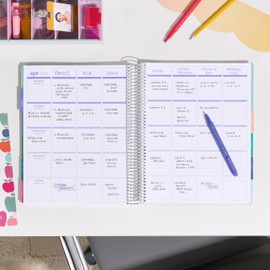 Erin Condren 12-Month Teacher Lesson Planner (Aug 2025 - Jul 2026), 8.5" x 11" Spiral Weekly and Monthly Teacher Planner, Motivation Notes Covers, Hexagon Theme, Horizontal Layout, Platinum Coil