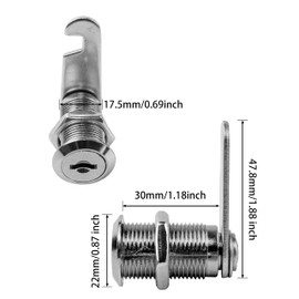 MoHern Cabinet Locks, 6 Pcs Keyed Alike 1-1/8 Inch (30mm) Cylinder Locks, Zinc Alloy Cam Lock with Keys for Cabinet, Drawer, RV and More