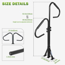 Hot Tub Handrail, 360-Degree Rotatable SPA Handrail, 41"-53" Adjustable Height, Hot Tub Rail with Electrophoretic Coating Rust-Proof Tech, for Indoor & Outdoor, 600 LBS (No Base, Need Drilling)