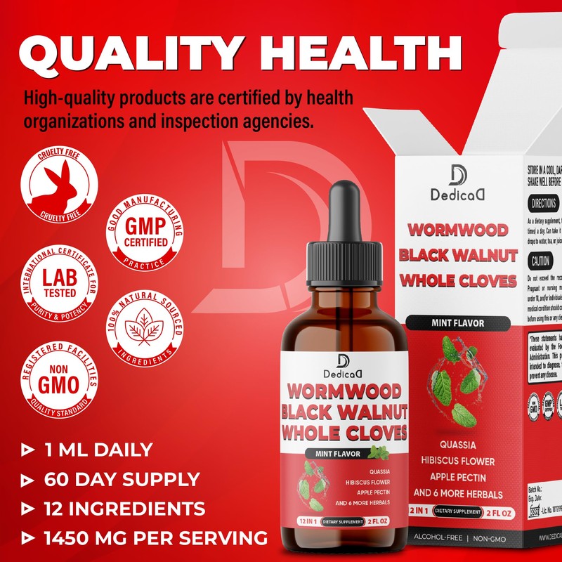 DEDICAD 12in1 Wormwood Liquid Drops Added Black Walnut, Whole Cloves