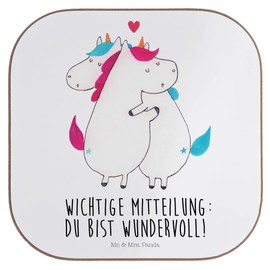 Mr. & Mrs. Panda Wooden Coaster Unicorn Message Gift Unicorn Decoration Valentine Funny Wooden Coaster for Glasses Pegasus