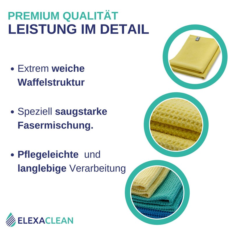 Elexaclean Microfibre Drying Cloth, Premium Waffle Cloth (60 x 40