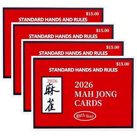 Mahjong Cards 2026 Revisión oficial para la temporada 2026-2027, impresión grande de American Mah Jongg Guía de reglas fácil de leer, perfecto para noches de juego y fiestas (4 colores