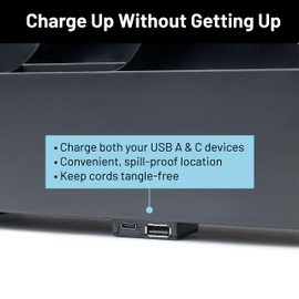 Squirrel - The Bedside Perch | USB-C & USB-A Charging Bedside Caddy and Bed Table Tray Organizer | Space-Saving Dorm Room Essentials & Small Space Storage | Made with 100% Recycled Plastic (Black)