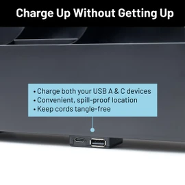 Squirrel - The Bedside Perch | USB-C & USB-A Charging Bedside Caddy and Bed Table Tray Organizer | Space-Saving Dorm Room Essentials & Small Space Storage | Made with 100% Recycled Plastic (Black)