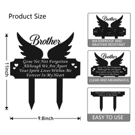 Metal Grave Marker Stake - Cemetery Garden Decor for Brother, Rust-Proof All-Weather Outdoor Remembrance Plaque, in Loving Memory of Brother Memorial Yard Sign