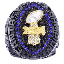 noblehead 2024 Fantasy Football Ring | Heavy FFL Champion Ring | Gold Silver Tone Plated Award Trophy for Fantasy Football League Winner (size 10)