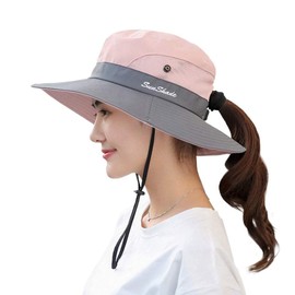 BEISIJIA Women Sun Hat Wide Brim UV Protection Summer Hat Breathable Mesh Foldable Outdoor Hiking Fishing - Cowboy. rose