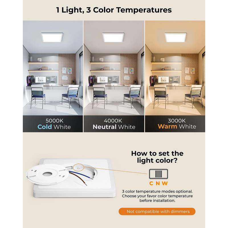 BLNAN LED Flat Ceiling Light, 18 W Ceiling Light with