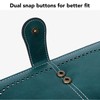 RFID Blocking Leather Wallet Large Capacity Double Snap Button Women