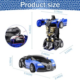 Transformer Toy Car Friction Powered Car Deformed Car Robot Toys Crash Morphing Cars 2 in 1 Transforming Cars Converting Toys Transformer Car Models for 3+ Years Old Boys Kids