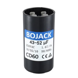BOJACK 43-52 uf/MFD 250 VAC ±20% 50/60 Hz CD60 Round Motor Start Capacitor
