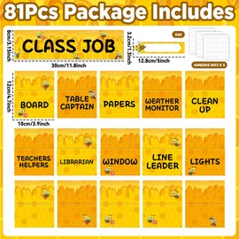 Qyeahkj 17.7 x 13.7 In Happy Birthday Chart Poster Set Bee Calendar Classroom Decorations Bumble Chart Bulletin Board Back to School Teaching Supplies Honey Classroom Decor