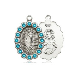 Bliss Sterling Silver Our Lady of Guadalupe Medal Pendant Necklace 18" Chain GiftBox