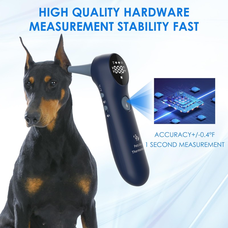 MINDPET-MED Pet Ear Thermometer for Dogs, Cats, and Livestock, Long