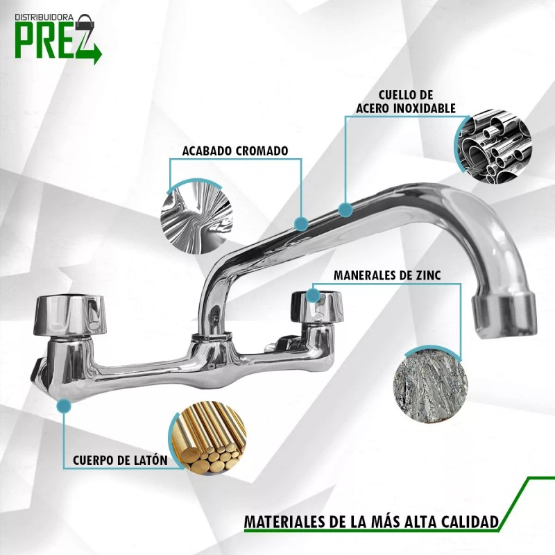 Prez Grifo Mezcladora Fregador Llave Acero Inoxidable Pared