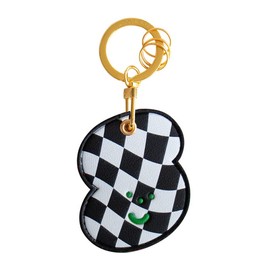 U-PICK Coin Shaped Edy Leather Keychain 500 Yen Coin Storage Cover Airtag Protective Case Cute Animal Keychain Strap, checker