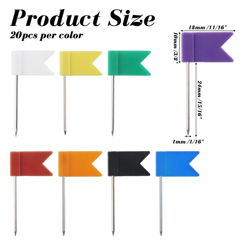 Pack of 160 Flag Pins, Colourful Marking Flags Pin Board,