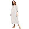 Celmia Women's 3/4 Sleeve Round Neck Solid Loose Long Maxi