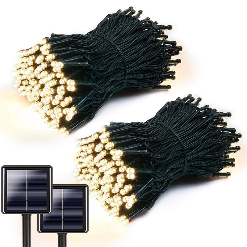 2 Pcs Long Solar String Lights Total 82FT 200LED Waterproof