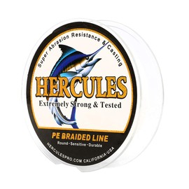 Hercules Super Cast 100M 109 Yards Braided Fishing Line 10 LB Test for Saltwater Freshwater PE Braid Fish Lines Superline 8 Strands - White, 10LB (4.5KG), 0.12MM