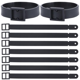 GORGECRAFT 10Pcs Plastic Luggage Tag Strap Luggage Label Replacement Loop Belts with Buckle for Suitcase Backpacks ID Card Pass Holder Travel Secure Protect Storage Hanging Accessories Black