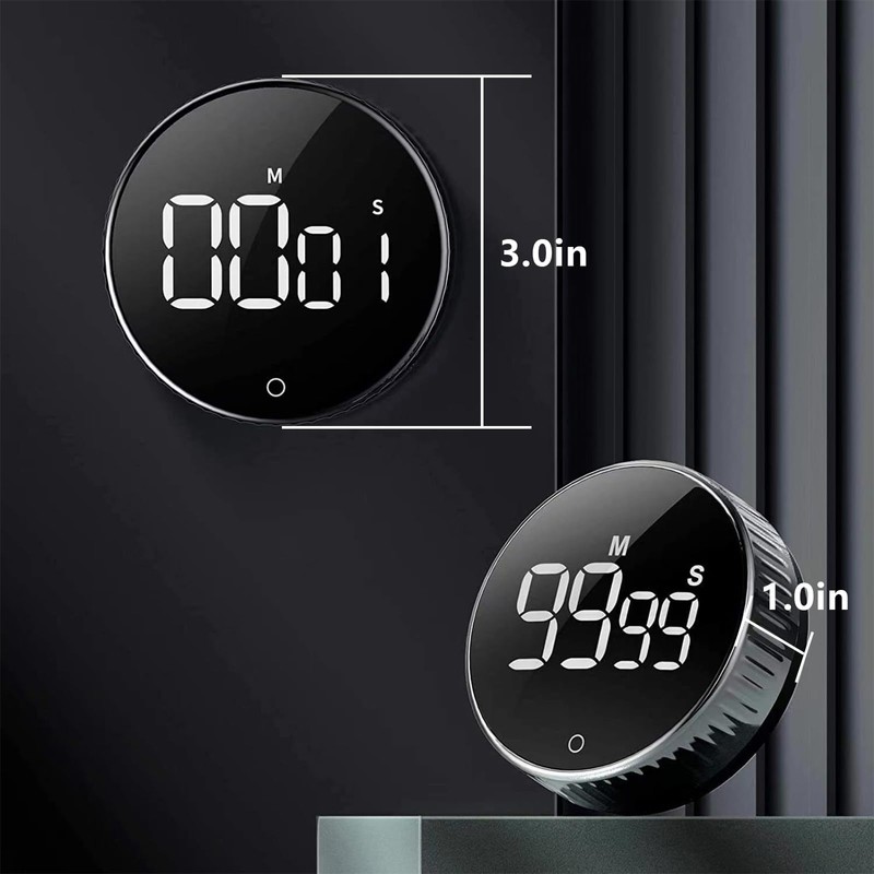Magnetic Digital Kitchen Timer with LED Display, 3-Level Volume Adjustable