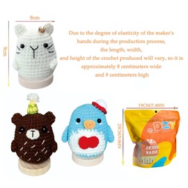 Xinpinzhou Crochet Kit for Beginners Adults Kids, Animal Bear Penguin Cat Easy Diy Beginning How Learn to Crocheting Starter Set Advanced Crochetta Chrochet Crafting Knitting Crafts Adults Hobby Women