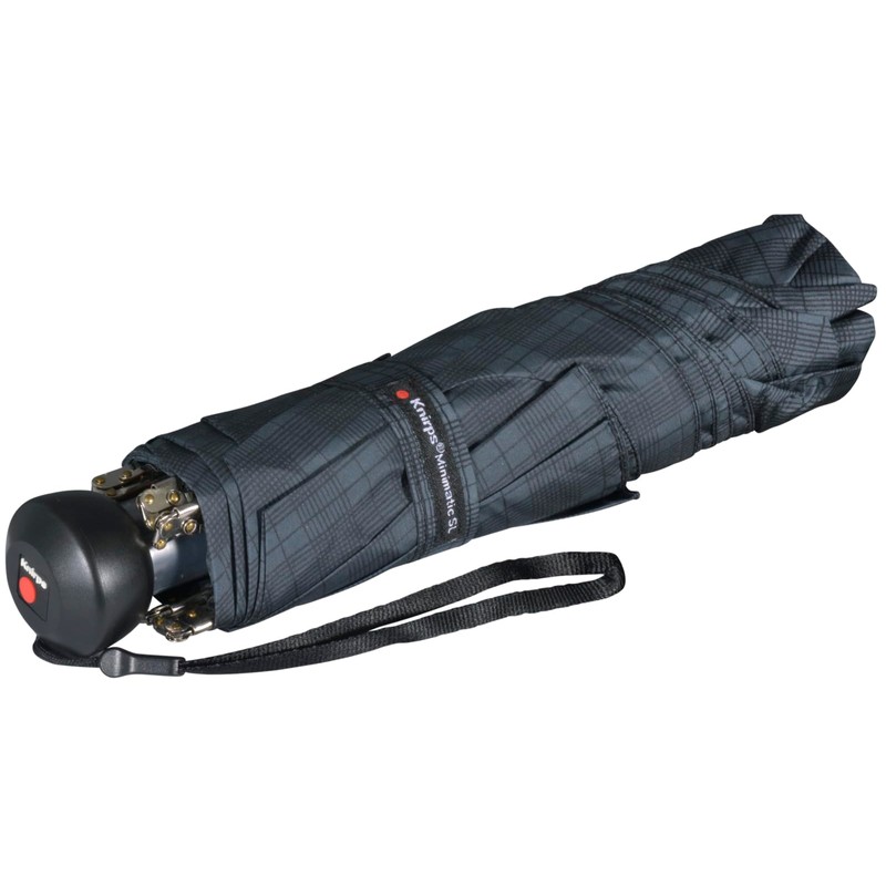 Knirps Minimatic SL Gents Print Men's Pocket Umbrella, Check-anthracite