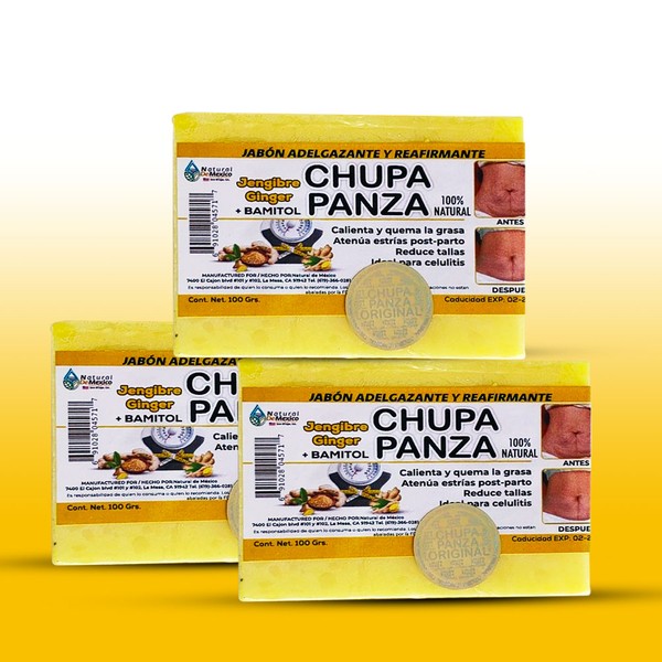 Tierra Naturaleza Jabón ChupaPanza Original Pack de 3 Jabón Reductor Quema Grasa