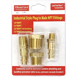 Industrial Style Plug to Male NPT Fittings | Adapters to Winterize Blow out Backflow Preventer and Pressure Vacuum Breaker (PVB) for Sprinkler Systems (Solid Lead-Free Brass)