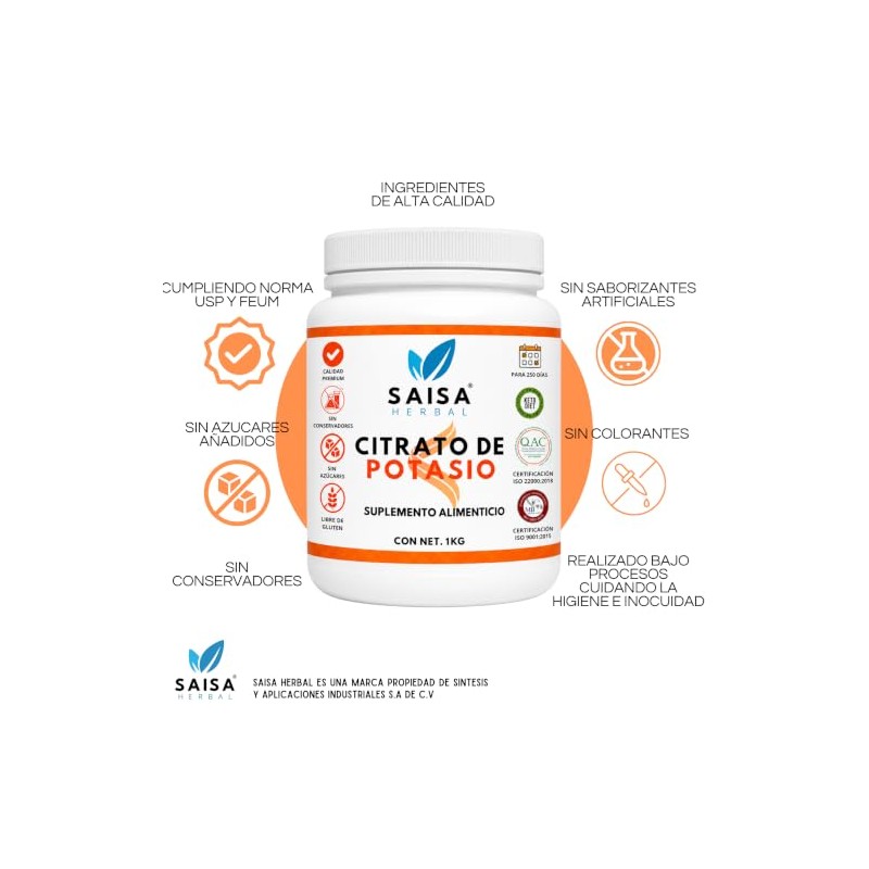 Citrato de Magnesio 1 kg y Citrato de Potasio 1