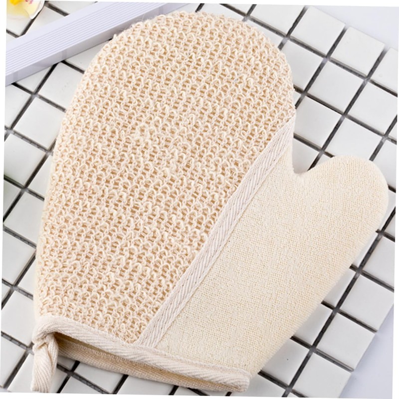 Guantes de Baño Exfoliantes de Lino Beige PLAFOPE 2 Piezas